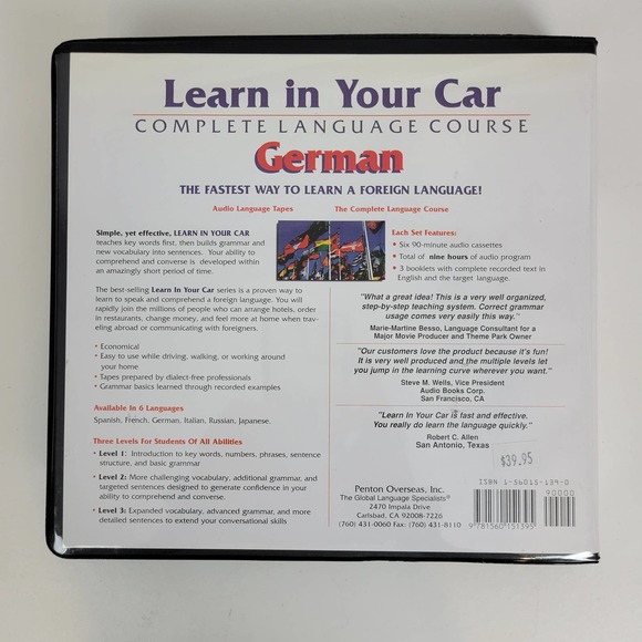 German Learn Car Complete Language Course Three Level Set Audio Cassette Grammar - Picture 5 of 5